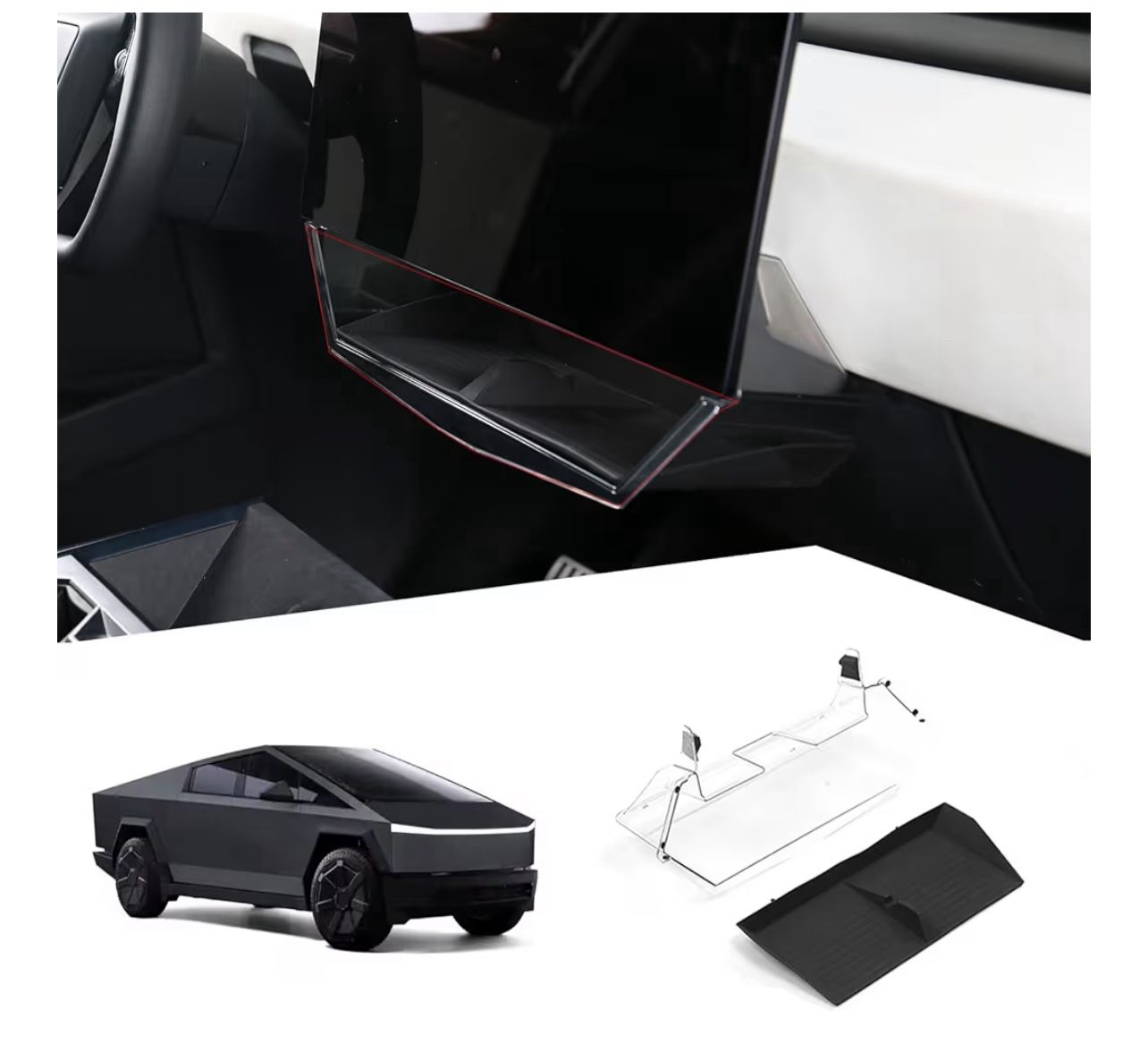 Center Console Organizer Under Screen Storage Box for 2024 2025 Tesla Cybertruck