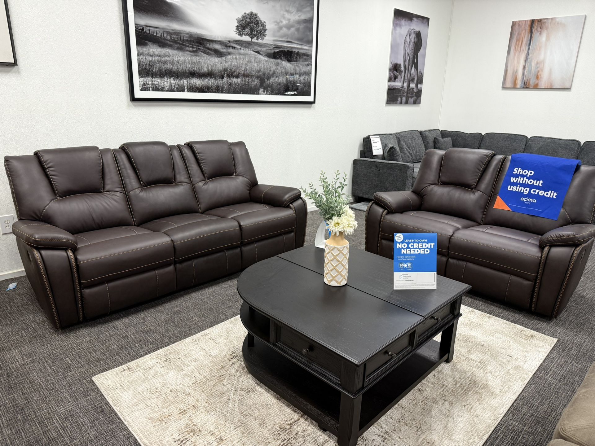 2pc Brown Sofa & Loveseat Recliner Set - Free Delivery Promo 