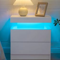 2 Unused White LED bedside Tables