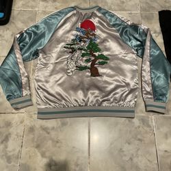 Standard Issue Japan Embroidered  Tiger Satin Bomber Jacket Adult Size XL