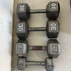Dumbbells 30lb Set, 25lb Single, 10lb Single, 12lb Set 