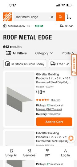 Roof metal edge