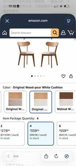 100% Solid Oak Dining Chairs, Mid Century Modern Dining Chair with Curved Backrest, Fabric Upholstered Dining Chairs for Kitchen, Study, Living Room (