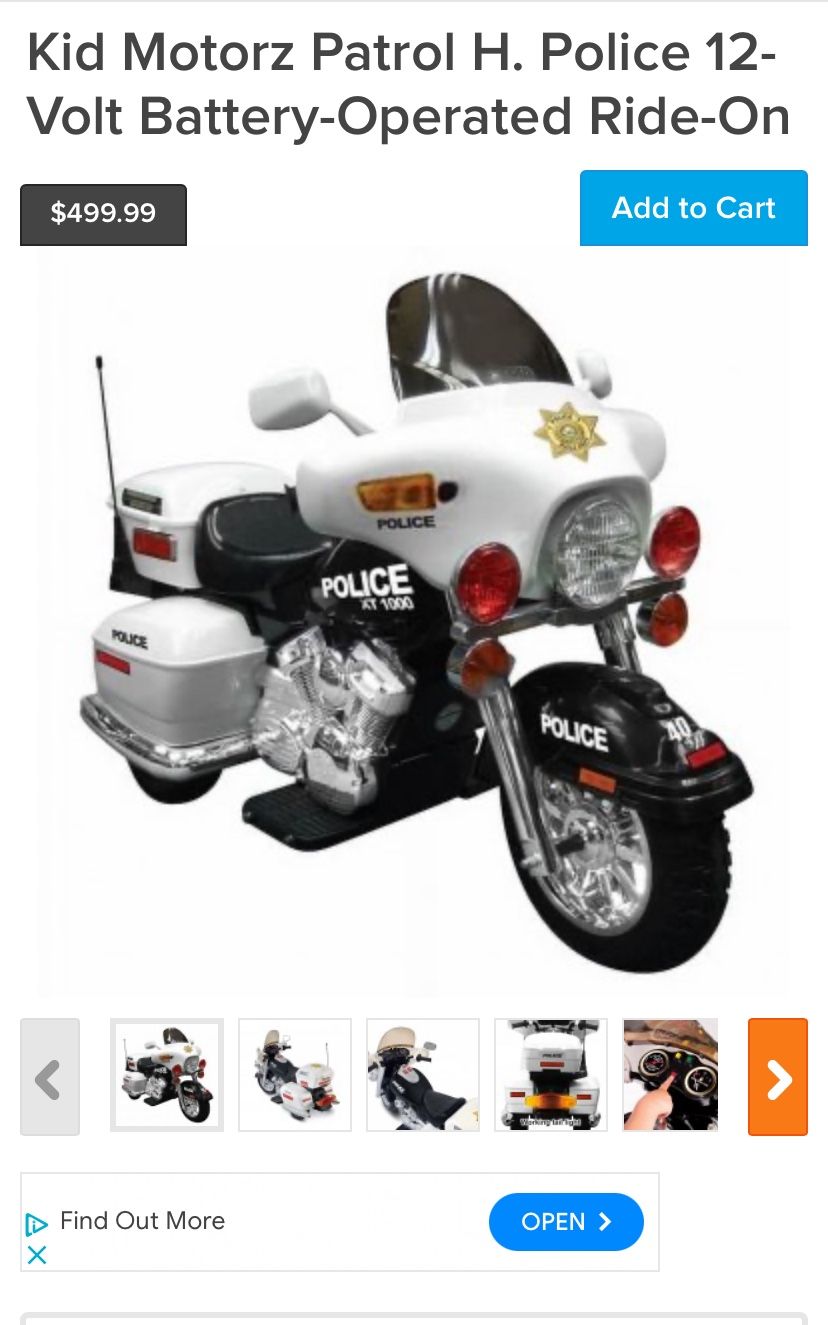 Kid Motorz Patrol H. Police 12-Volt Battery-Operated Ride-On