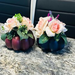 Pumpkin foam Floral Centerpiece Decor Set of 2