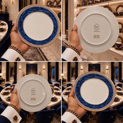 4 PCS Christian Dior Azure Royale Fine Original Art DINNER PLATES 1990’s Vintage