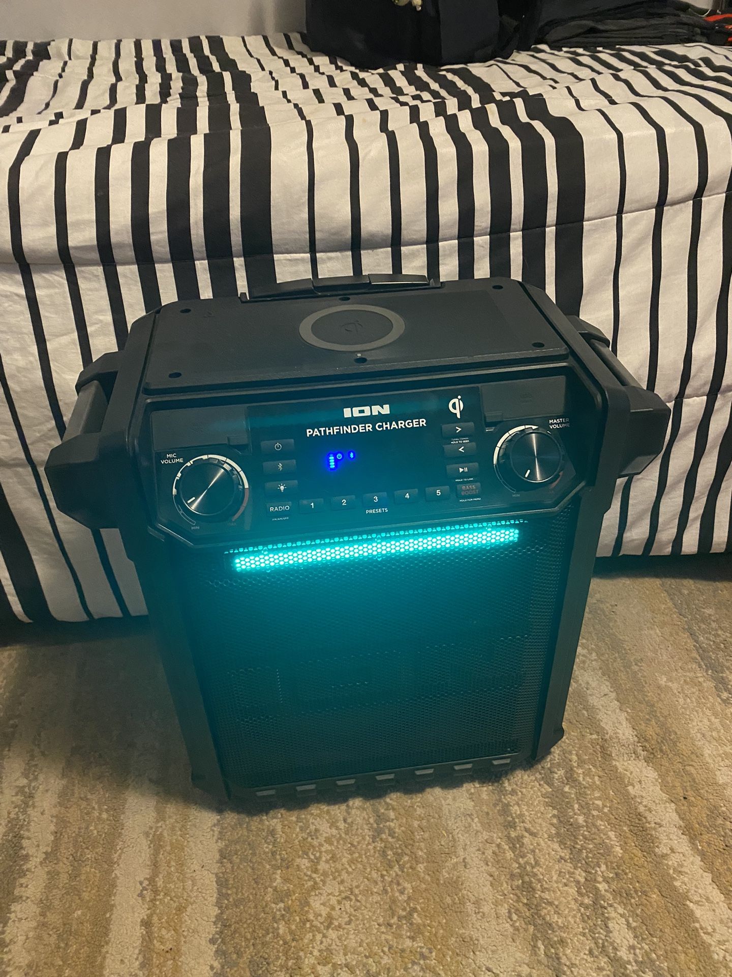 ION Pathfinder Charger Bluetooth Portable Speaker with Wireless Qi