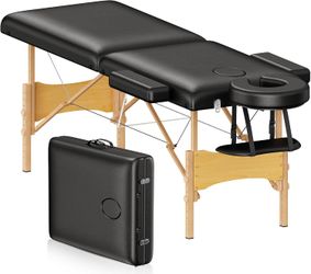 Massage Table Portable Wooden Lash Bed 2-Fold Tattoo Bed