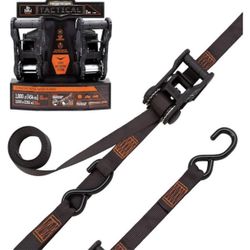 SmartStraps 10’ Tactical Ratchet Straps, 2 Pack — Heavy Duty Tie-Down Straps — 3,000lb Break Strength, 1,500lb Safe Work Load
