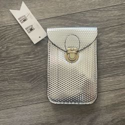 Young Miss Silver Faux Leather Shoulder Bag-Removable Strap-2 Compartments