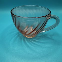 Rosaline Pink Swirl Glass Tea Cups Vintage Arcoroc France Set Of 12