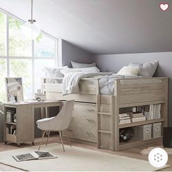 Pottery Barn Teen Study and Sleep Low Loft Bed