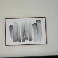 IDEA4WALL framed canvas print features a modern abstract design with geometric shapes in black, white, and beige