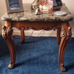 2 Carved Wood Tables $89  pair