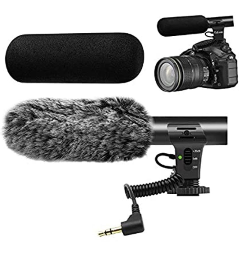 Camera Microphone,Veksun Video Microphone for DSLR Interview Shotgun Mic for Canon Nikon Sony Panasonic Fuji Videomic with Windscreen 3.5mm Jack
