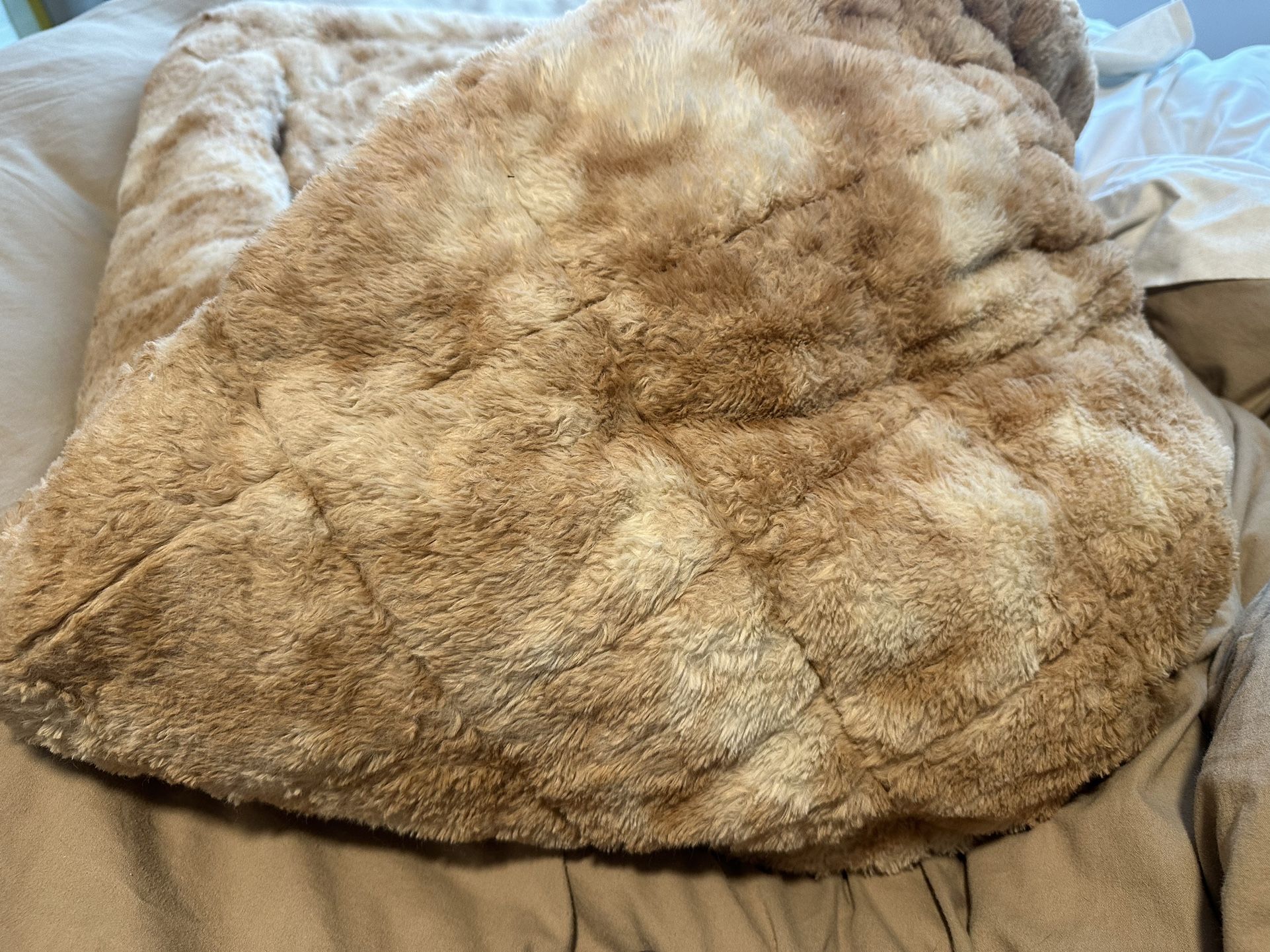Faux Fur Weighted Blanket - 20lb / Honey Brown