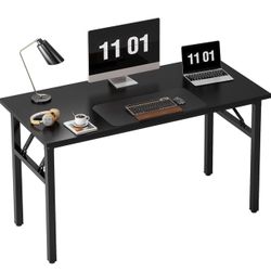 Computer Desk Office Desk 47 inches Folding Table with BIFMA Certification Computer Table Workstation No Install Needed, Black Brown