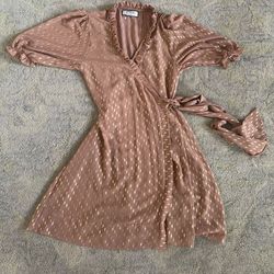 Wrap Dress One Size Fits All. Caramel And Gold
