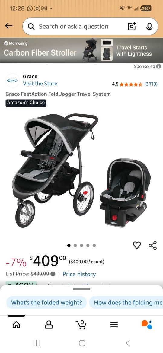 Graco Jogging Stroller And SnugRide 35 Infant Car Seat