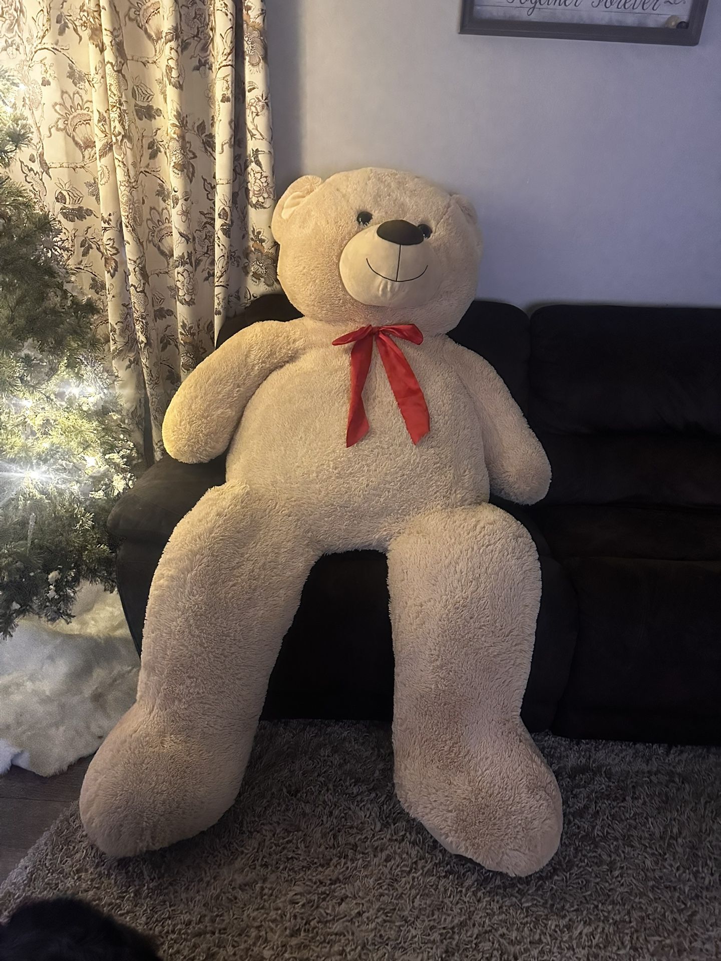 Giant Teddy Bear with Red Bow