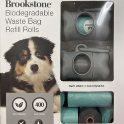 Brookstone Biodegradable Dog Poop Waste Bag Leak Proof Refill Rolls Silver Color