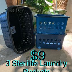 $9 For All Sterilite Laundry Baskets 2 stackable with wheels and large black one