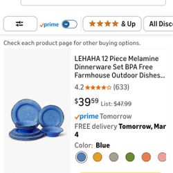 12piece Melamine Dinnerware Set