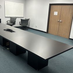 16ft Black Conference Table 