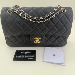 Chanel Vintage Classic Double Flap Bag Black Gold Chain