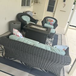 5 Piece Outdoor Patio Set With Fire Pit