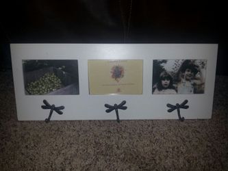 Picture frame with dragonfly hooks