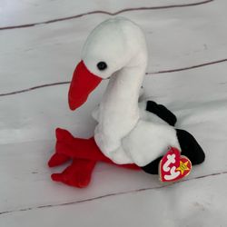Ty Beanie Babies • “Stilts” The Stork Plush Toy (w/date code error)