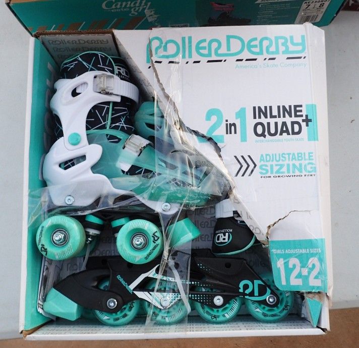 Used 2 in 1 Inline Roller Skates Fits size 12-2 Roller Blades Girls