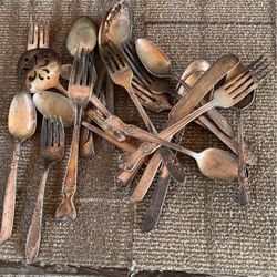 Antique, Silver, Spoons, And Forks