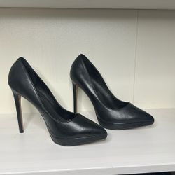 Leather Black Heels 