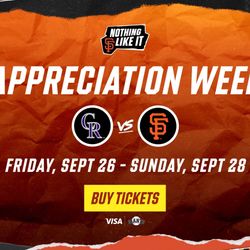 Fan Appreciation Night! Giants vs. Rockies tickets Club Level!