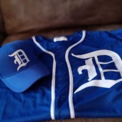Brand New Custom XL Detroit Baseball Jersey And Hat Combo 
