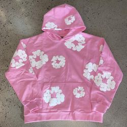 denim pink hoodie cotton size XL