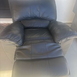 Adjustable Black Leather Recliner Sofa 