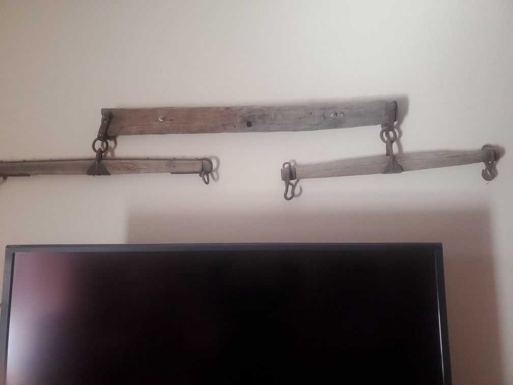 Vintage Antique Primitive  Horse Ox Harness Hitch Doubletree  Hanging Western  Farm Decor Yoke Wood Iron