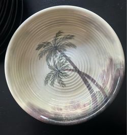 4 Tabletops Gallery “Bahamas” Tropical Palm Tree Bowls – Green
