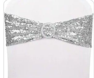 Silver Sequin Chair Bow