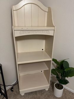 White Wood Bookcase with Decorative Detail