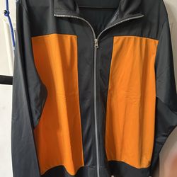 Spirit Naruto Shippuden Anime Jacket Zipper Embroidered Orange Black Size L