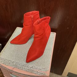 High Heel Ankle Boots Red Size6 