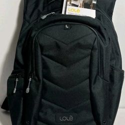 Lole Black Quilted Nylon Convertible Backpack 