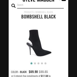Steve Madden Bombshell Soft Stiletto Bootie - Black - Size 7 - Brand New 