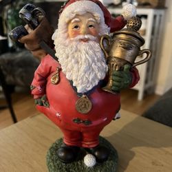 Vintage Resin Santa Claus Golfing Champion Golfer Statue