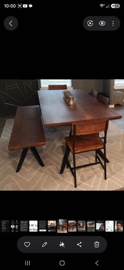 2" Wood Top & Iron Base Dining Room Table