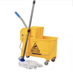 Mind Reader 5.5 Gal. Yellow Bucket Plastic W/Wringer and Mop Bucket